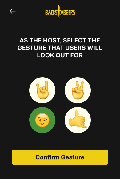 Host selection of game gesture.